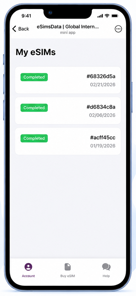 My eSIMs inside Telegram