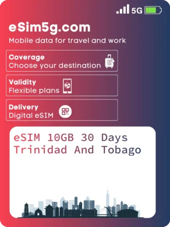 Buy eSIM 10GB 30 Days Trinidad And Tobago