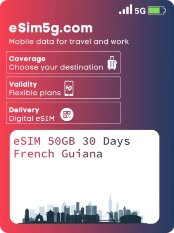 Купить eSIM 50ГБ 30 дней Французская Гвиана