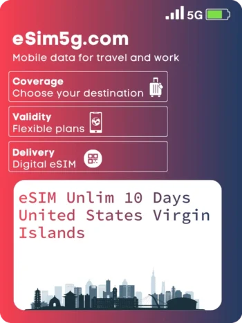 Купить eSIM Безлимитный+ 10 дней Виргинские острова Соединенных Штатов