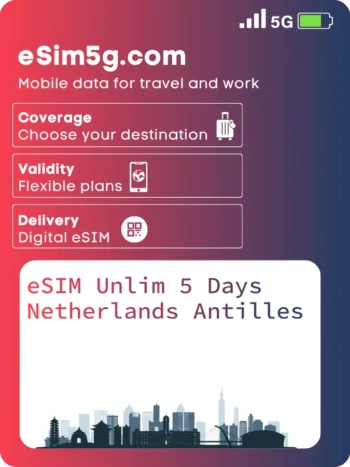 Купить eSIM Безлимитный+ 5 дней Нидерландские Антильские острова