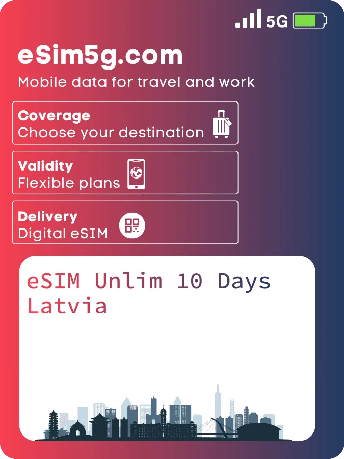 Купить eSIM Безлимитный 10 дней Латвия