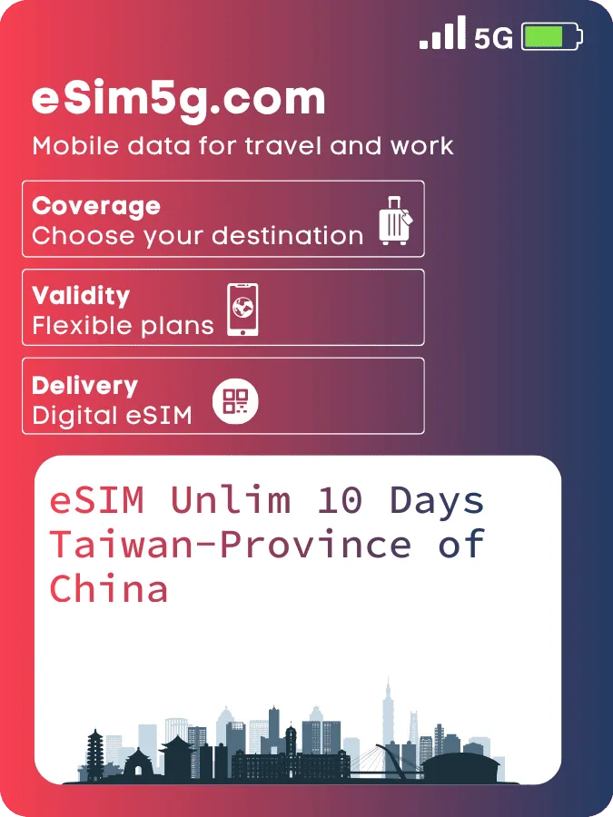 Купить eSIM Безлимитный Essential 10 дней Тайвань - провинция Китая