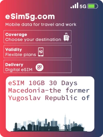 购买 eSIM 10GB 30 天 前南斯拉夫的马其顿共和国