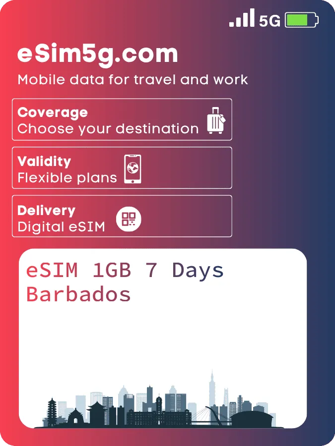 购买 eSIM 1GB 7 天 巴巴多斯