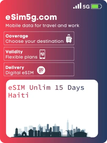 购买 eSIM 无限流量+ 15 天 海地