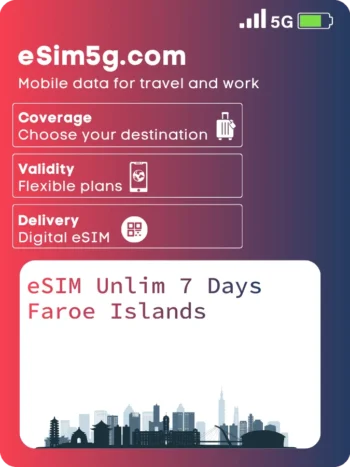 购买 eSIM 无限流量+ 7 天 法罗群岛