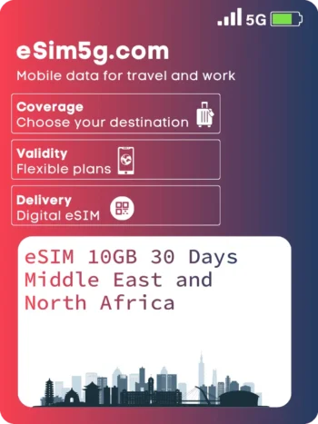 购买 eSIM 10GB 30 天 中东和北非
